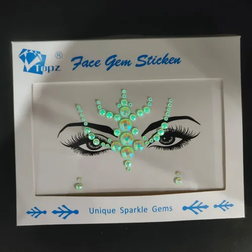 Miniatura 4 de Joyas faciales para mujeres, maquillaje para festivales, gemas faciales autoadhesivas de Halloween, tatuaje temporal fluorescente, joyas corporales