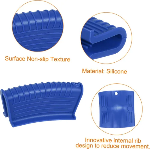 Miniatura 4 de uxcell 4 piezas de soporte de silicona para mango de sartén caliente, funda antideslizante resistente al calor para cocina, ollas y sartenes, Azul