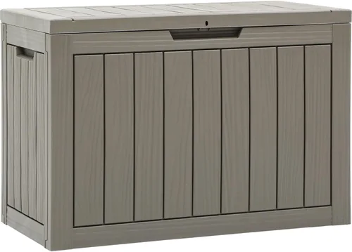 Miniatura 17 de YITAHOME Caja grande de cubierta de 120 galones con parte delantera en forma de X, cajas de almacenamiento de resina para exteriores, banco de Negro