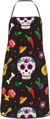 Miniatura 11 de Delantal de calavera de azúcar, delantales de cocina para hombres y mujeres, delantal de cocina, delantal de chef, delantales de jardín ajustables