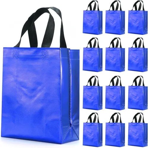 Miniatura 16 de 12 unidades de bolsas de regalo reutilizables no tejidas con asas para recuerdos de fiesta de 8 pulgadas de ancho x 4 pulgadas de largo x 10 Mix