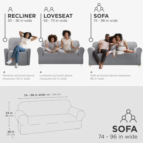 Miniatura 5 de Zenna Home Funda para sofá, color negro jaspeado, algodón reciclado, 1 funda de sofá para sofá, se adapta a sofás estándar de 74 a 96 pulgadas