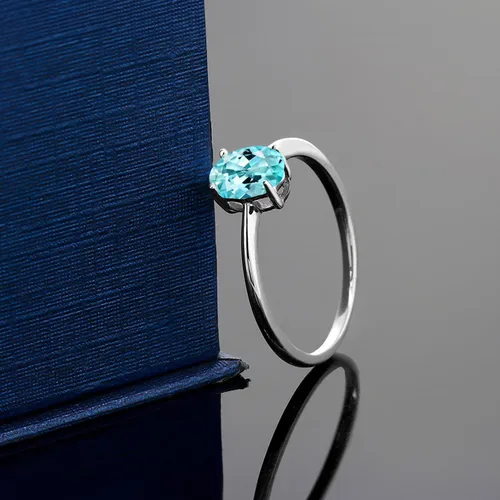 Miniatura 95 de Gem Stone King Anillo de compromiso solitario con piedra preciosa de oro blanco de 10 quilates, ovalado, 0.27 x 0.19 pulgadas, anillo de promesa