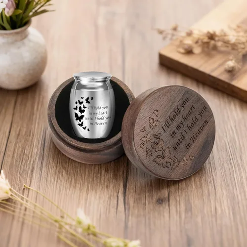 Miniatura 17 de Dletay Mini urnas para cenizas humanas, pequeñas urnas de cremación para hombres y mujeres, recuerdo de cenizas con caja cuadrada de madera de 1.18
