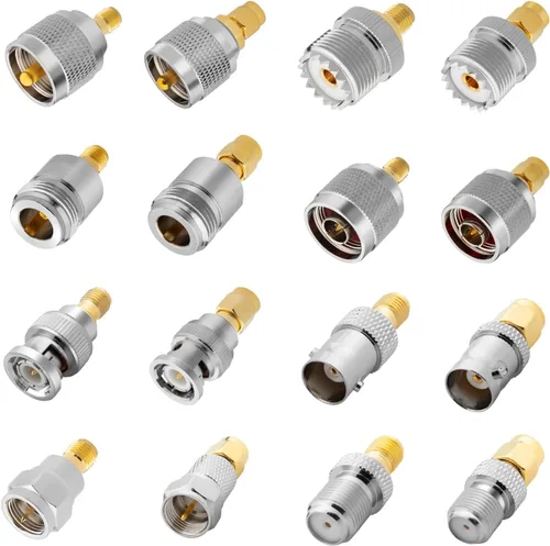 Anina Kit adaptador coaxial RF UHF/BNC/N/F a SMA macho/hembra conectores para radioaficionado, antena, CCTV, WiFi, GPS, equipo de prueba