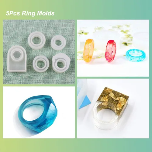 Miniatura 4 de LET'S RESIN 30 moldes de joyería de resina, moldes de joyería para resina UV, kit de moldes de silicona de resina con pulsera, colgante, anillo
