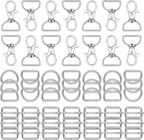 Miniatura 9 de 56 anillos en D para bolsa, bolsa, accesorios para hacer bolsas, hebillas y manualidades (negro, 0.98 pulgadas)