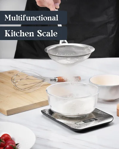 Miniatura 6 de Báscula de alimentos, báscula digital de cocina de 11 libras con pantalla LCD de 6 unidades y función de tara, diseño compacto para hornear, cocina