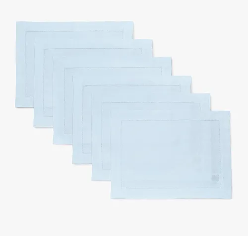 Miniatura 97 de Solino Home Juego de 4 manteles individuales de lino – Manteles individuales clásicos con vainica azul cielo de 14 x 19 pulgadas – manteles 09: Azul