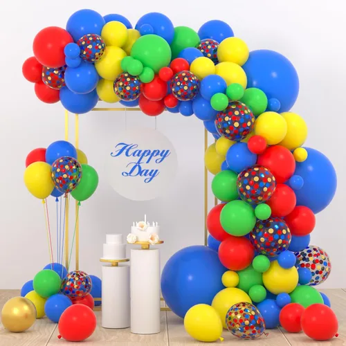 Miniatura 15 de Kit de arco de guirnalda de globos de color rojo, azul, amarillo, verde, negro, plateado, 127 unidades, rojo, verde, azul, amarillo, negro, plateado