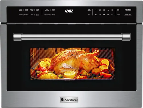 AAOBOSI Horno de microondas de convección integrado de 24 pulgadas, hornos microondas de pared de 1,6 pies cúbicos con combos de freidora de aire