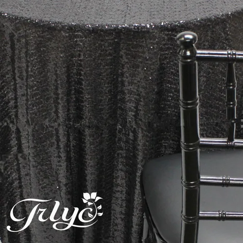 Trlyc Mantel redondo de lentejuelas - Mantel negro brillante de 72 pulgadas para fiestas, bodas, baby shower