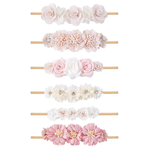 Miniatura 18 de Diademas de niña de nylon con flores elásticas, 3 piezas, accesorios para el pelo, regalo para recién nacidos, bebés y niños pequeños (TU-HDJ-3PCS)