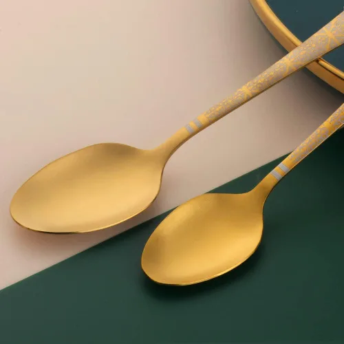 Miniatura 6 de Juego de cubiertos martillados dorados para 4, 20 piezas, diseño único de acero inoxidable, incluye cuchillos, tenedores, cucharas, esmalte de Oro