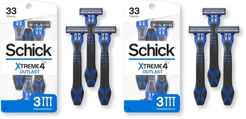 Miniatura 7 de Schick Xtreme 4 Outlast Razor - Maquinillas de afeitar desechables para hombres, 3