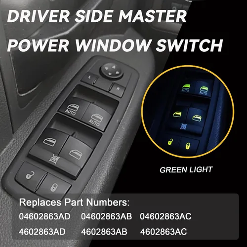 Miniatura 5 de Interruptor maestro de ventana de alimentación del lado del conductor 9 pines + 3 pines Compatible con 2009 2010 2011 2012 Dodge Ram 1500 2500 3500