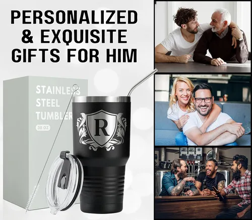 Miniatura 6 de Onebttl Regalos personalizados para hombres con iniciales, vaso de viaje con monograma para él, tazas de café personalizadas, regalos únicos