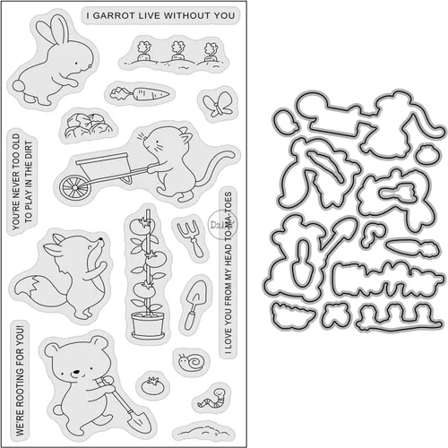 Miniatura 28 de DzIxY Bear Hedgehog Seal Fox Sellos transparentes y troqueles de corte de metal para hacer tarjetas, kit de papel para álbumes de recortes, 29