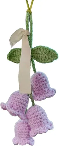 Miniatura 9 de Surakey Lindo colgante Campanula flor ganchillo punto Convallaria espejo espejo espejo interior coche espejo retrovisor cordón de algodón colgante