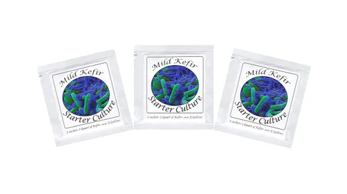Kéfir Starter Cultures - Paquete de sobres de cultivo liofilizados para kéfir de leche cremosa y suave (3 sobres)