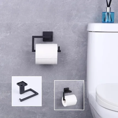 Miniatura 9 de GERZ Soporte de papel higiénico para baño SUS 304 acero inoxidable mate negro soporte de rollo de papel de seda soporte de pared JG1905-BK