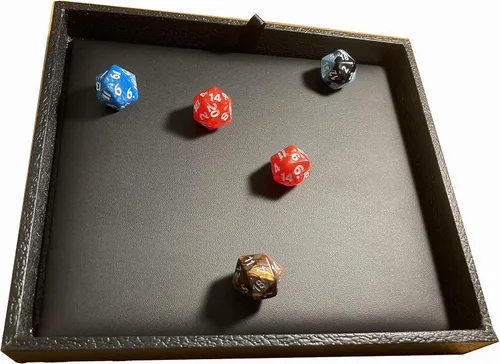 Miniatura 7 de N'icePackaging - Bandeja de dados acolchada negra de lujo con bolsa de dados de viaje de arpillera azul - para juegos de rol/mesa/D&D 5e / rodar