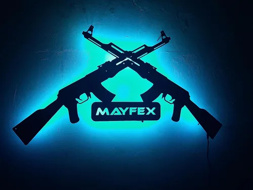 Miniatura 3 de Pistola de 45 calibres con luces LED personalizadas, arte de pared de metal, decoración de nombre de pistola personalizada para colgar