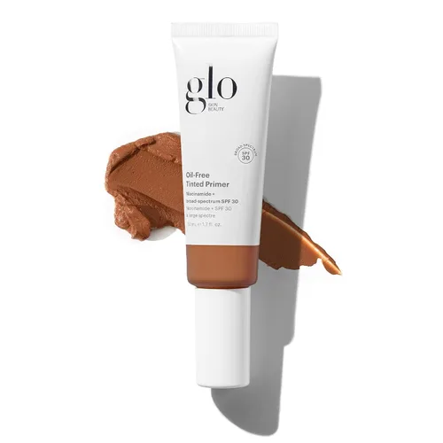 Glo Skin Beauty Imprimación tintada sin aceite SPF 30, (profundo) 1.7 oz – Maquillaje mineral para cara, base base 4 en 1, cobertura transparente,