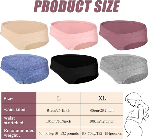 Miniatura 2 de Cindeer Ropa interior de maternidad de algodón para embarazo, 6 piezas, ropa interior posparto
