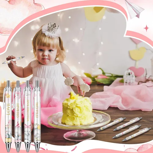 Miniatura 5 de Chuangdi 48 bolígrafos de baby shower, recuerdos de fiesta a granel para invitados, bolígrafos retráctiles, tinta negra, regalos de baby shower