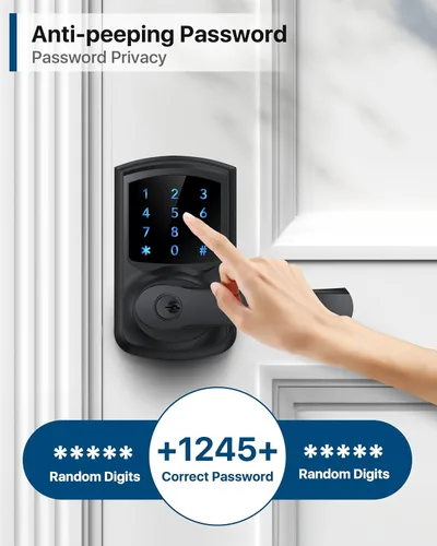 Miniatura 6 de HIDALIFE Cerradura de puerta de entrada sin llave con teclado y manija para puertas delanteras, cerradura de puerta electrónica con pantalla táctil