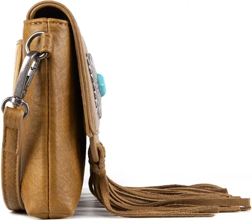 Miniatura 5 de Wrangler - Bolso de cuero genuino con flecos para mujer, color turquesa occidental