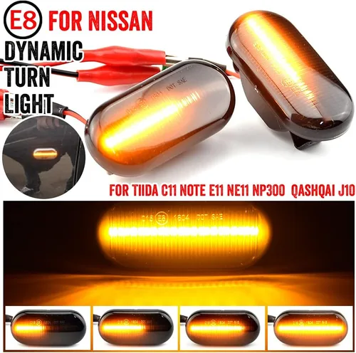 Miniatura 2 de 1 par de marcadores de guardabarros delanteros dinámicos LED marcadores laterales compatibles con Nis-san 350Z Z33 Frontier D40 Cube Z11 Latio C11