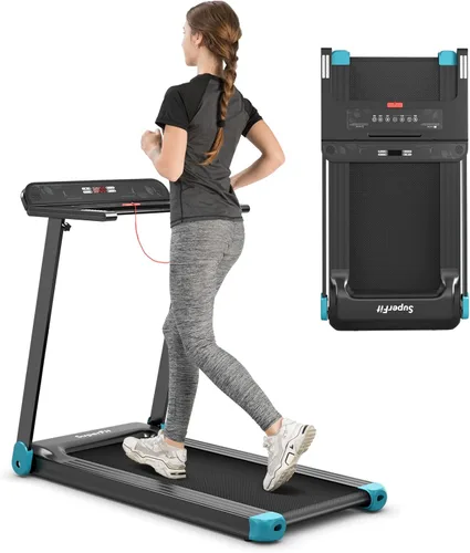 Miniatura 10 de Goplus Caminadora plegable, cinta de correr compacta superfit con control de aplicación, altavoz de dientes azules, 12 programas preestablecidos