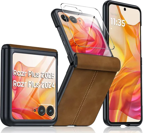 Miniatura 19 de para Samsung Galaxy Z Flip 7 Funda con protección de bisagras y protector de pantalla incorporado, funda de cuero mate de policarbonato ultradelgada