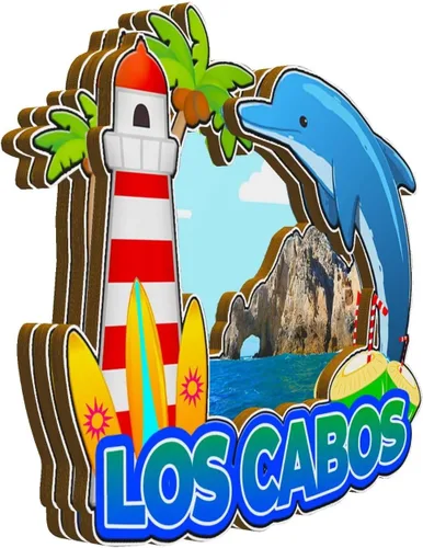 Miniatura 2 de Imán de Los Cabos México para nevera 3D hitos de madera 3D para viajes, recuerdos coleccionables, decoración hecha a mano -2063