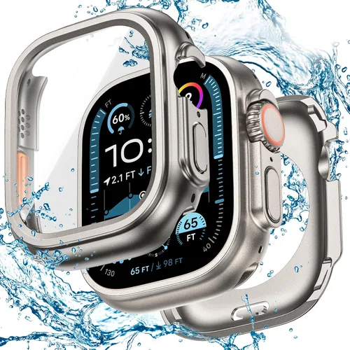 Miniatura 29 de 3 en 1 Goton Estuche impermeable duro para Apple Watch, protector de pantalla de 40mm, cubierta frontal de vidrio templado protectora completa