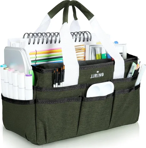 Miniatura 28 de JJRING Bolsa Organizadora de Transporte para Manualidades, Organizador de Almacenamiento de Arte con Múltiples Bolsillos, Bolsa de Costura Morado