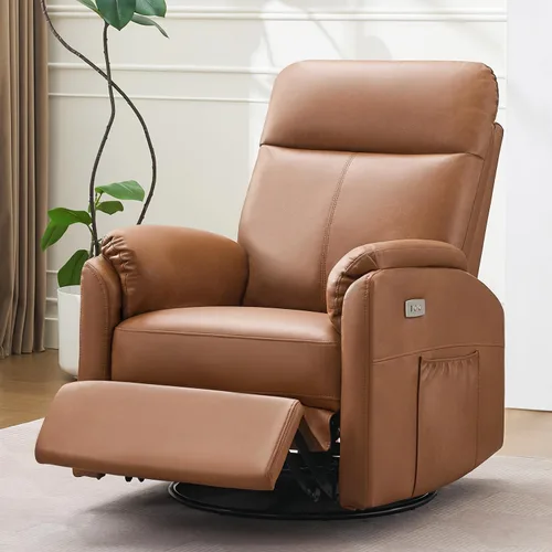 Miniatura 8 de Sillas Reclinables de Gran Tamaño para Adultos, Sillón Reclinable Giratorio Mecedora con Calor y Masaje Lazy Boy, Sillas Reclinables Asiento