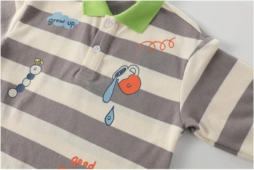 Miniatura 5 de Polo de manga larga para niños, camisas de rugby de manga larga con estampado de algodón, camiseta de otoño de algodón