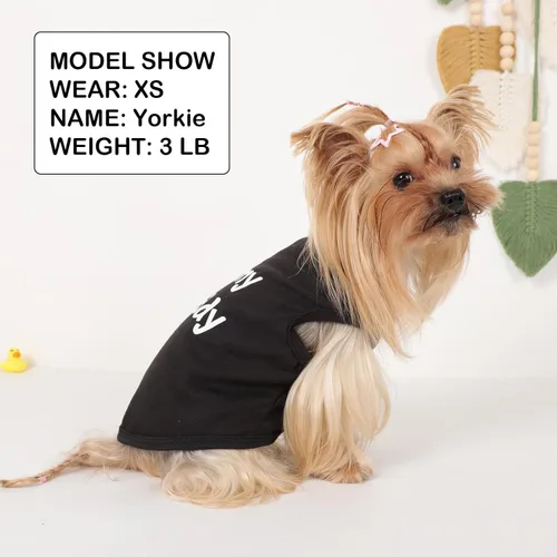 Miniatura 8 de Paquete de 2 camisetas sin mangas para perros pequeños, camiseta sin mangas para perros pequeños, camiseta sin mangas transpirable con texto
