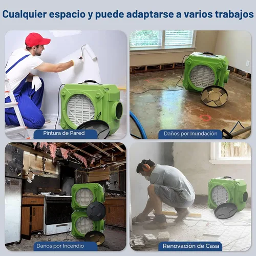 Miniatura 9 de ALORAIR Depurador de aire con filtración de 3 etapas, máquina de aire negativo apilable para uso industrial y comercial, filtro de aire resistente