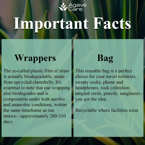 Miniatura 7 de Paquete de 2000 pajitas envueltas biodegradables de 9.85 pulgadas fabricadas con fibras de agave, una opción natural respetuosa con el medio