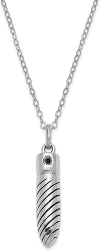 Miniatura 2 de Sonia Jewels Plata de ley 925 vintage con forro envejecido para cenizas de bala de 18 pulgadas. Collar con dije de cadena de 18 pulgadas, Metal