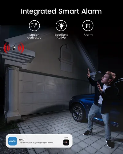 Miniatura 7 de aosu Cámaras de seguridad solar de 3K/5MP Sistema de vigilancia inalámbrica para el hogar al aire libre, ultra gran angular de 166°