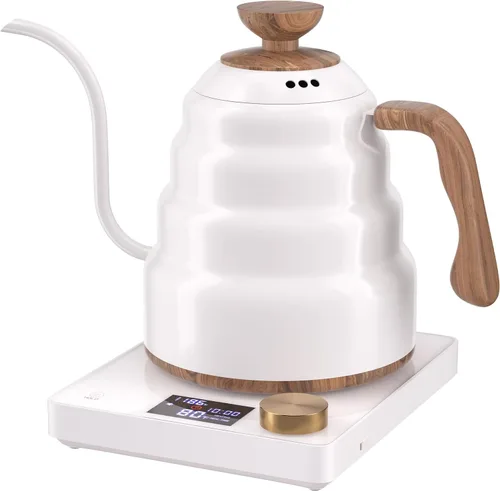 Miniatura 8 de Hervidor eléctrico de cuello de cisne de 30 onzas, 0.9 L, hervidor eléctrico de agua con control de temperatura inteligente, calentamiento rápido