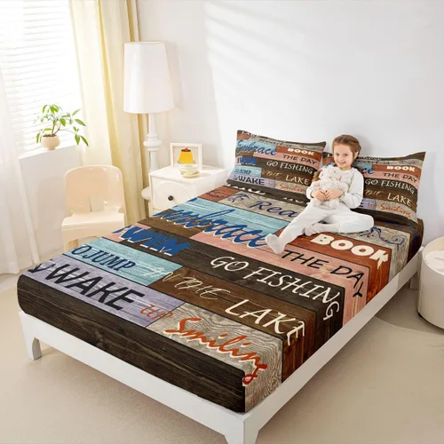 Miniatura 46 de Lake House - Sábana bajera ajustable tamaño individual, sábanas de anclaje náutico para niños, adolescentes, adultos, dormitorio, juego de ropa