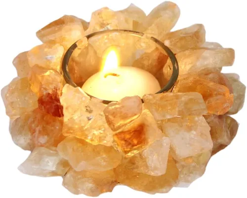 Miniatura 10 de Portavelas votivas de piedra áspera de cristal, candelita de cristal curativo, portavelas de cristal curativo, decoración del hogar, piedra de reiki