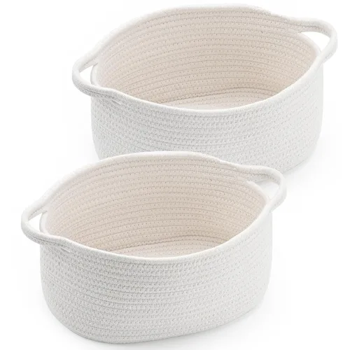 Miniatura 22 de Happyiren Linda Cesta Tejida para Regalo – Cesta de Regalo Vacía Beige para Guardería, Regalos de Fiesta de Bebé, Cumpleaños, Boda, Cestas Boo