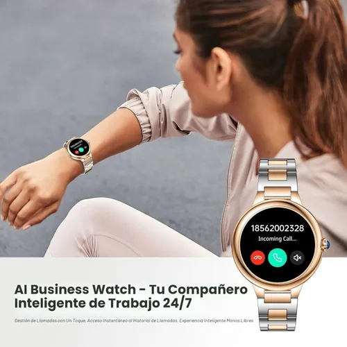 Miniatura 7 de SOUYIE Reloj inteligente de lujo 2026 para mujer, pantalla AMOLED de 1.19 pulgadas, reloj inteligente DA GPT, frecuencia cardíaca, monitor de sueño